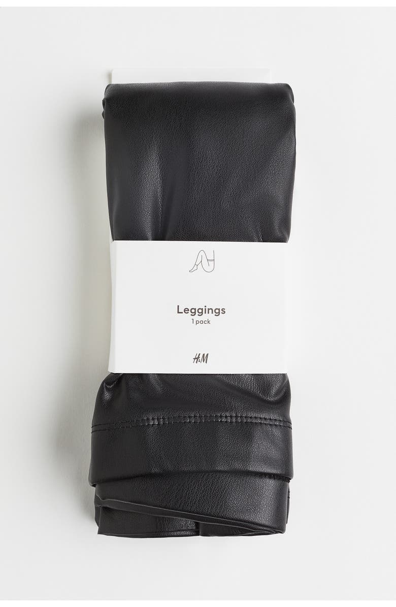 H&M Coated Leggings, Main, color, Black