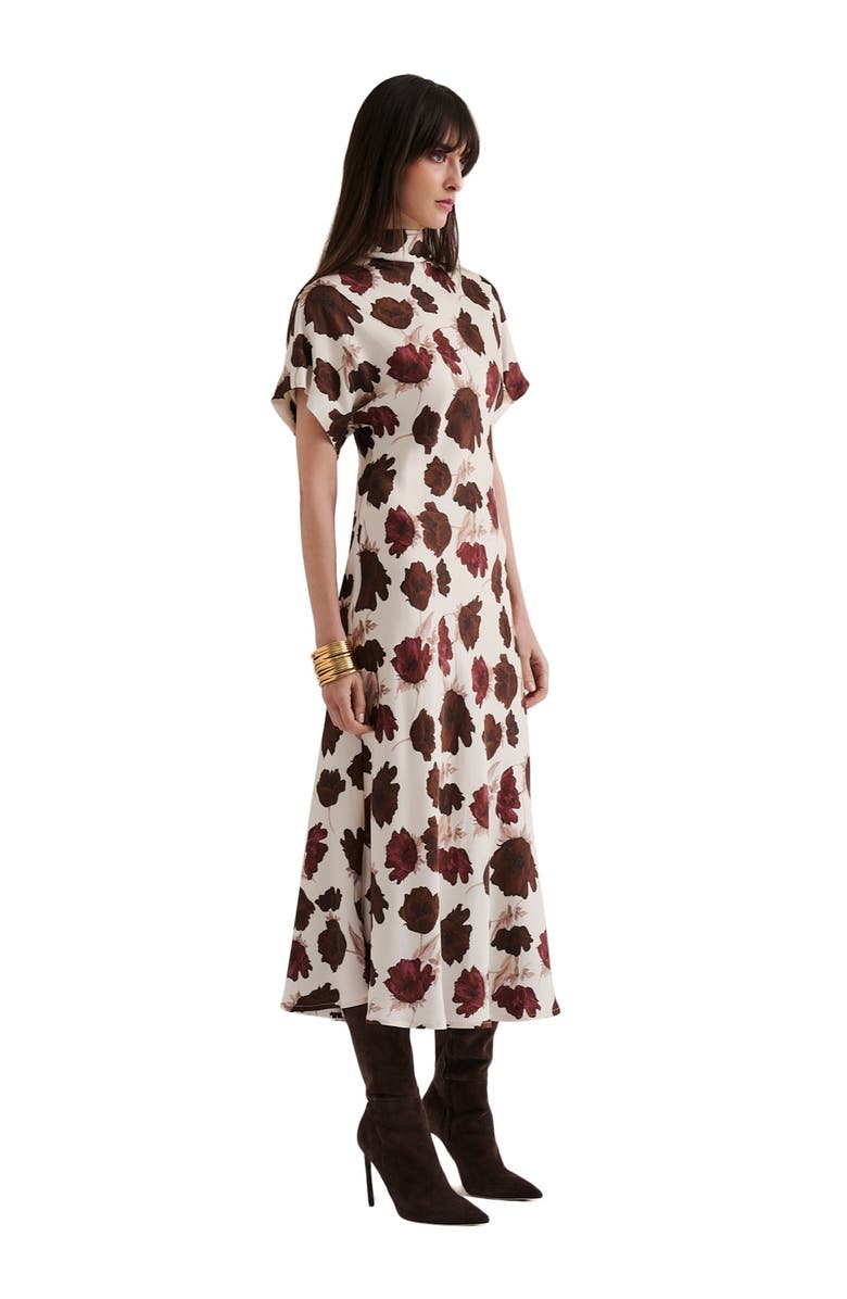 Malina Alivia Fowler Midi Dress, Main, color, Wine Peony