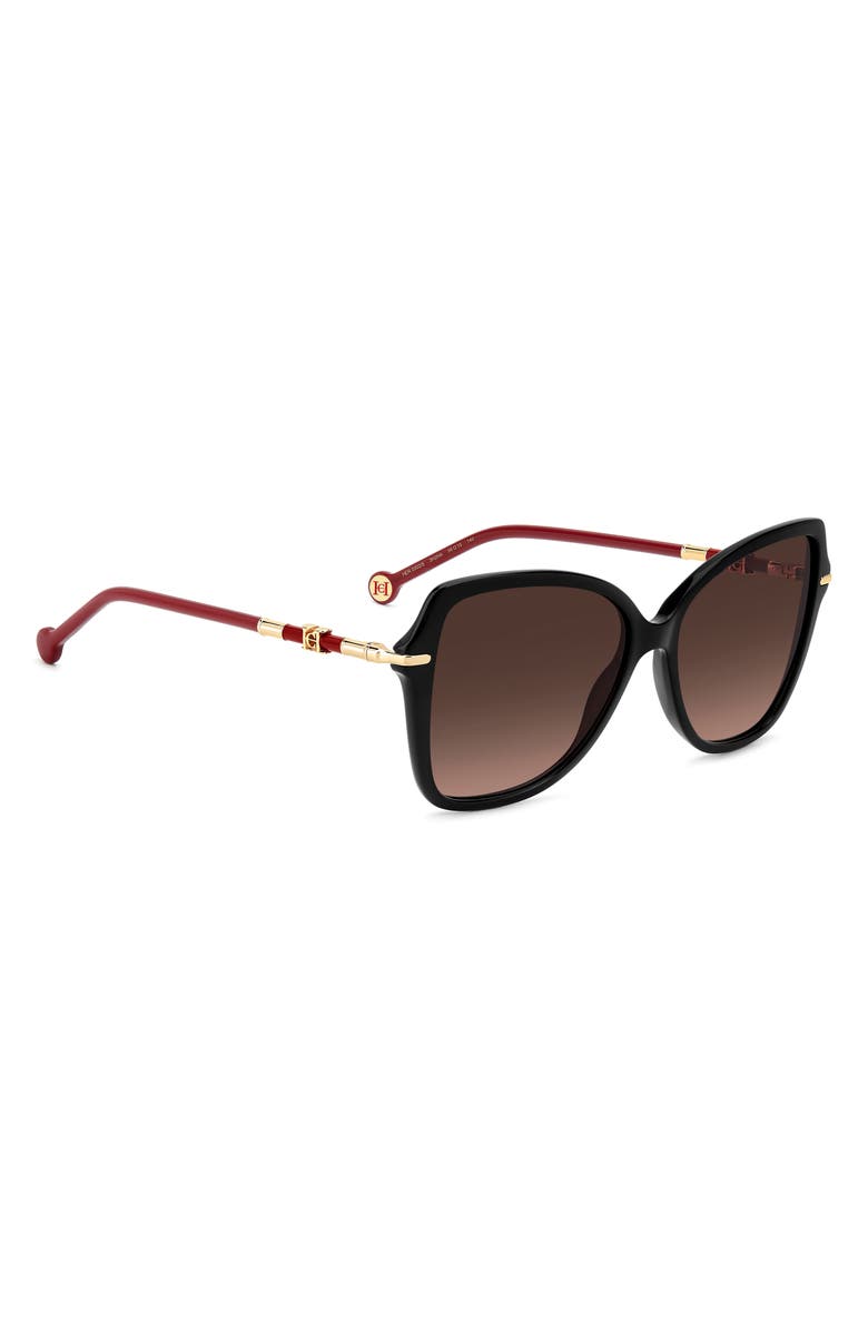Carolina Herrera Her 56mm Gradient Butterfly Sunglasses, Alternate, color, Black Pink/ Brown Sf