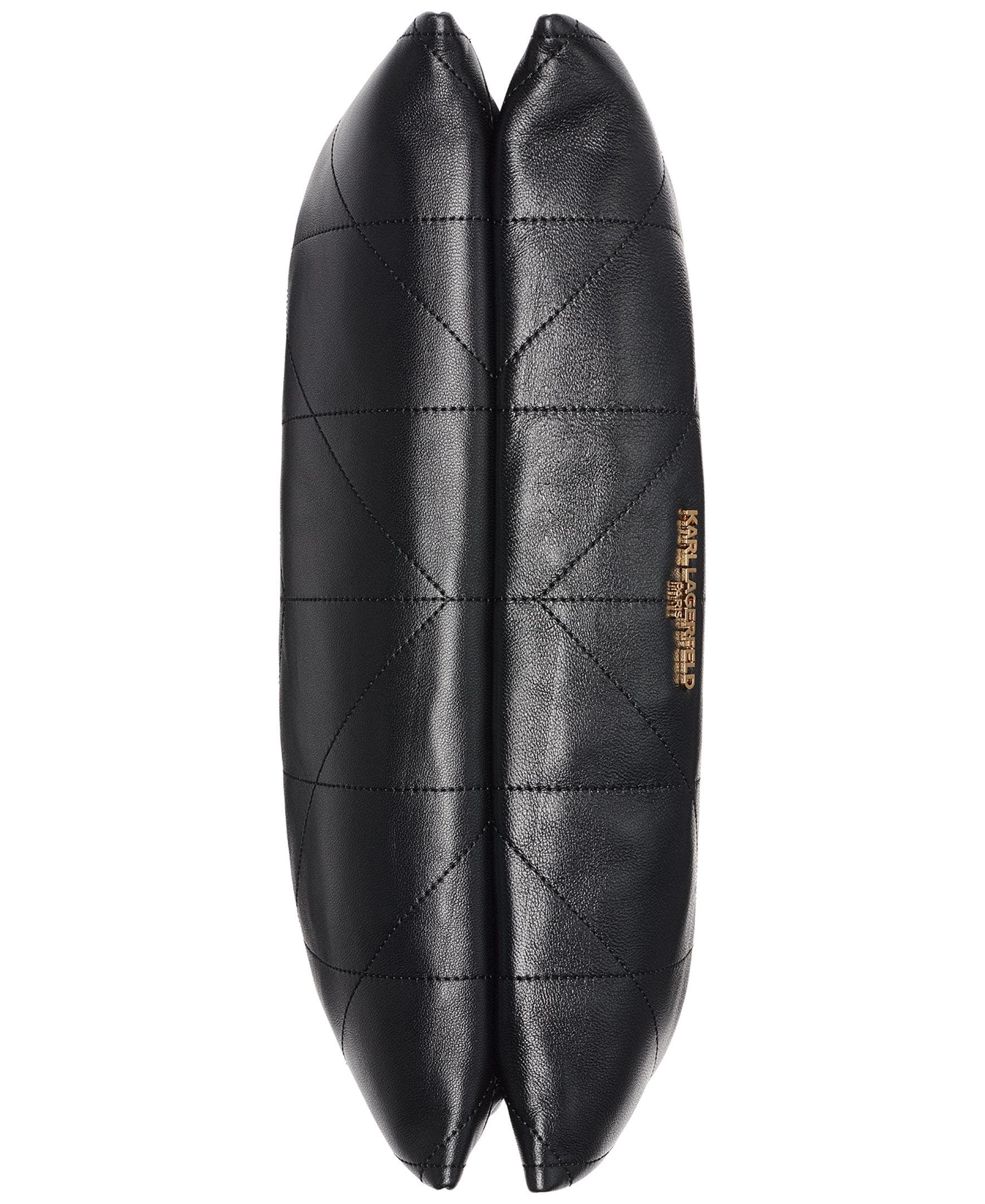KARL LAGERFELD PARIS Amandine Leather  Shoulder, Alternate, color, Black/Gold