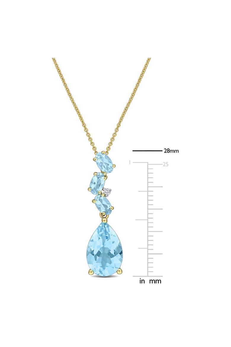 Gemstone & Diamond Drop Necklace 10K, Alternate, color, Blue Topaz
