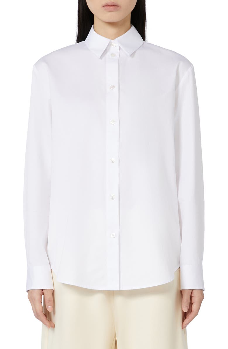 MM by Max Mara Dionea Cotton Button-Up Shirt, Main, color, Optical White