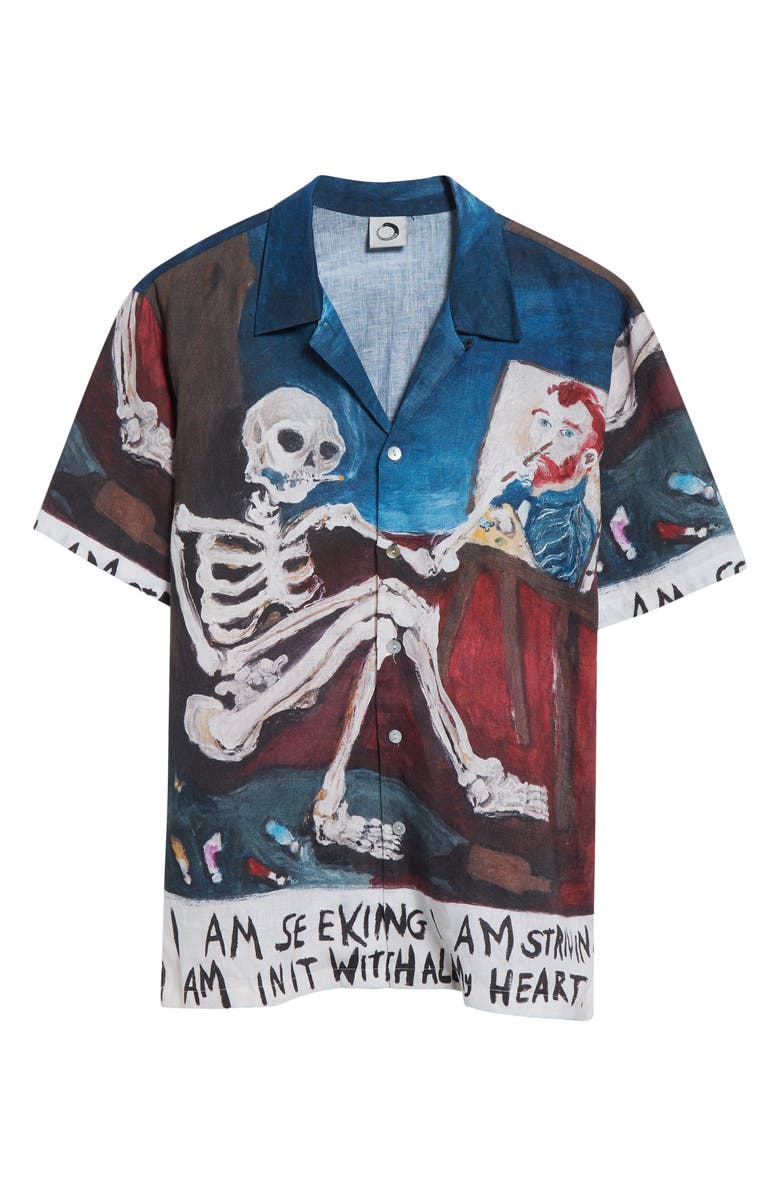 ENDLESS JOY Vincent French Linen Button-Up Shirt, Alternate, color, Blue Multi