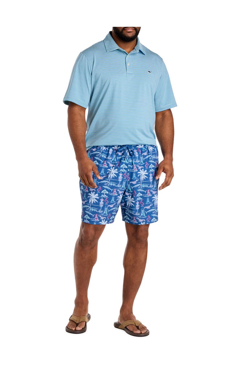 vineyard vines Big & Tall Bradley Stripe Sankaty Performance Polo Shirt, Alternate, color, Aqua Haze Tide Blue