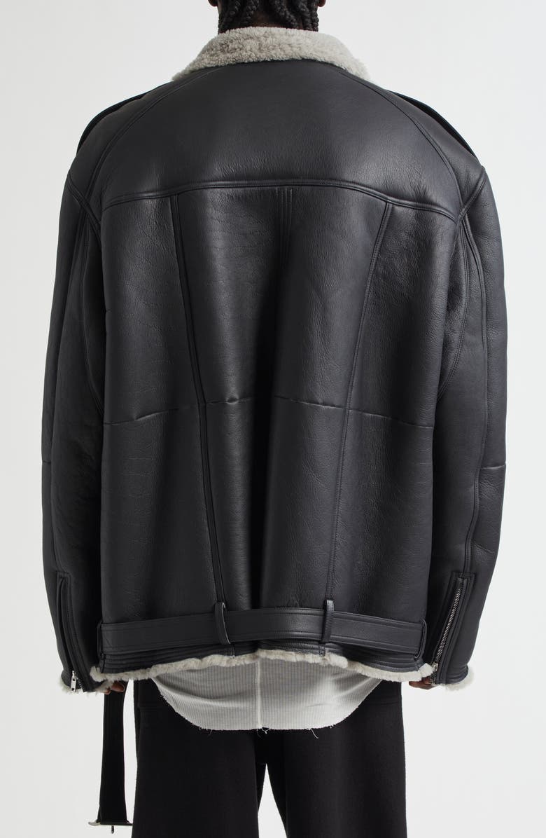 Rick Owens Jumbo Luke Stooges Leather & Genuine Shearling Jacket, Alternate, color, 