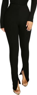 Naked Wardrobe Ribbed Slit Leg Pants