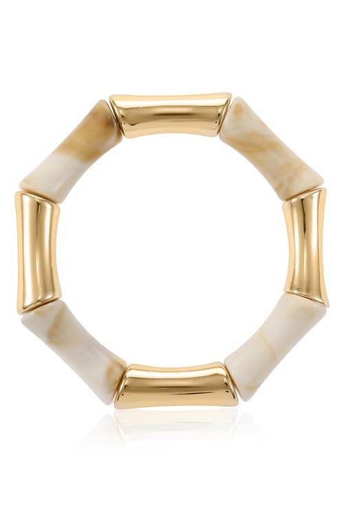 Ettika Cream Bamboo Textured Bangle Bracelet In White