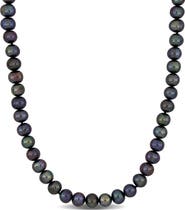 DELMAR Sterling Silver 8–8.5mm Black Cultured Freshwater Pearl Necklace
