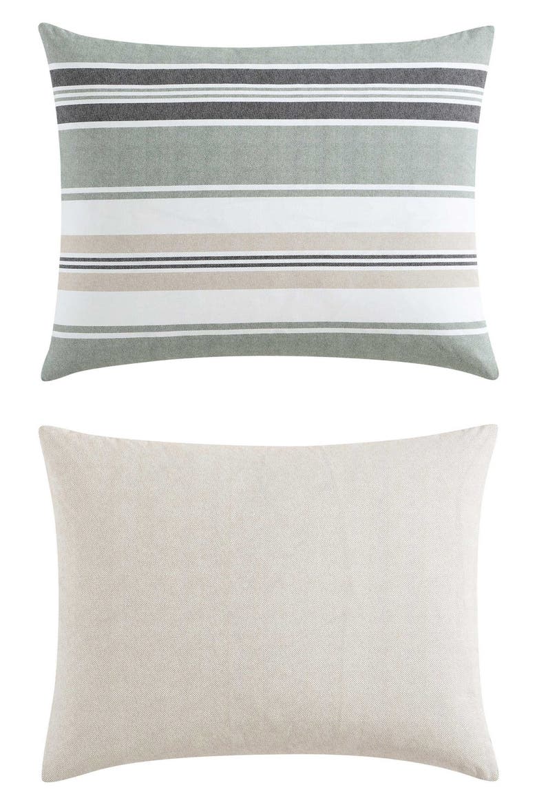 Prospect Harbor Stripe Cotton Twin Comforter Set, Alternate, color, FERN GREEN/ CHARCOAL