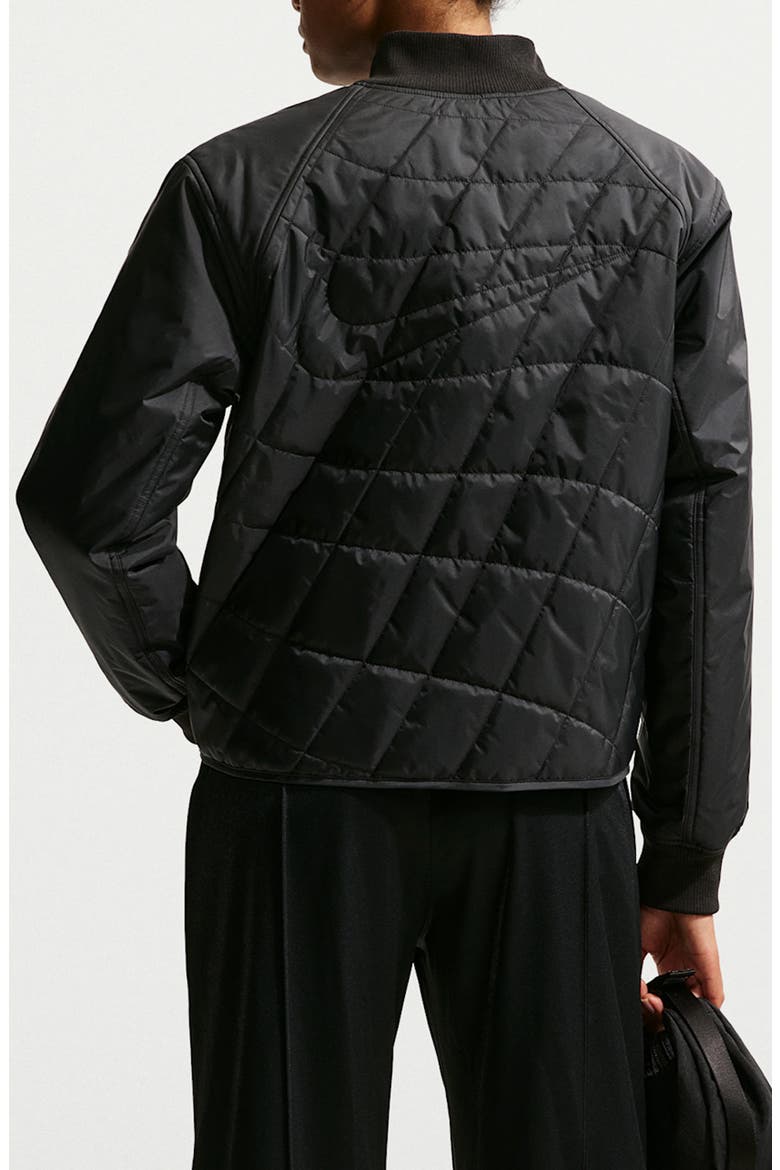 Relaxed Water Repellent Quilted Jacket, Alternate, color, BLACK/SAIL