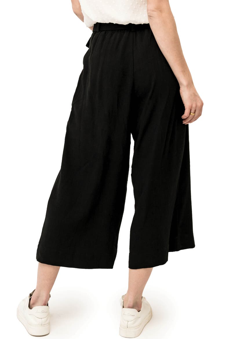 Belted Crop Wide Leg Pants, Alternate, color, BLACK