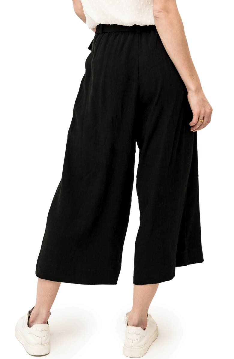 GIBSONLOOK Belted Crop Wide Leg Pants, Alternate, color, Black