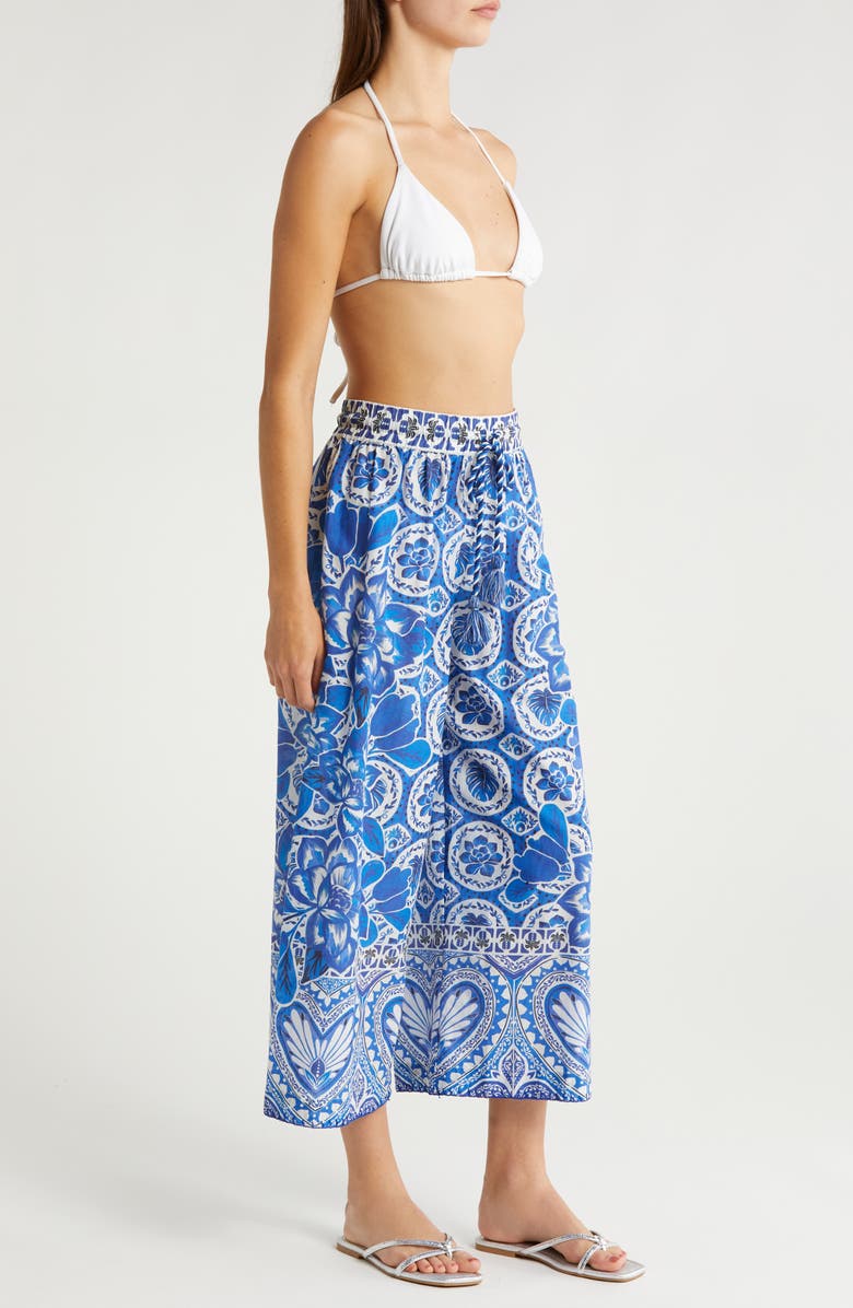 FARM Rio Tile Dream Wide Leg Cover-Up Cotton Pants, Alternate, color, 