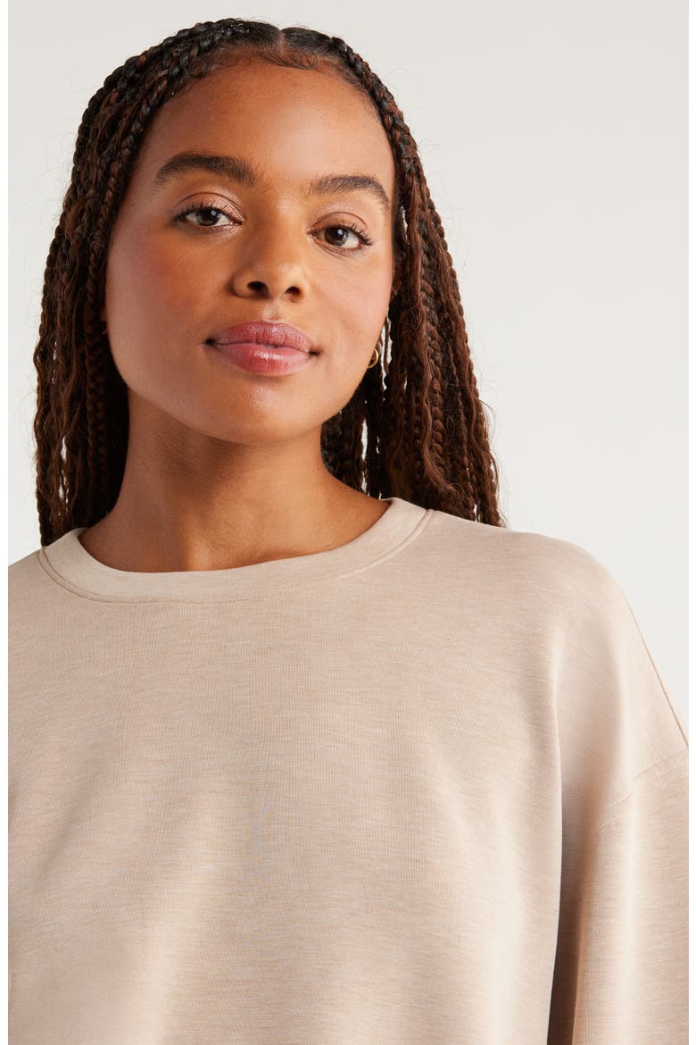 Soft Luxe Boxy Crew Sweatshirt, Alternate, color, TAN KELP HEATHER