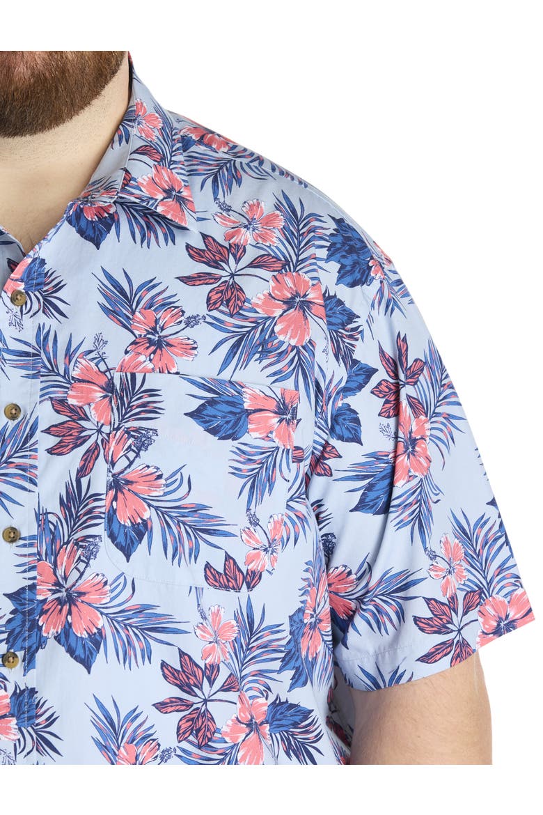 Big & Tall Floral Sport Shirt, Alternate, color, BLUE MULTI
