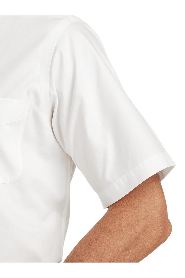 Non-iron Cotton Pinpoint Solid Point Collar Short Sleeve Dress Shirt, Alternate, color, White