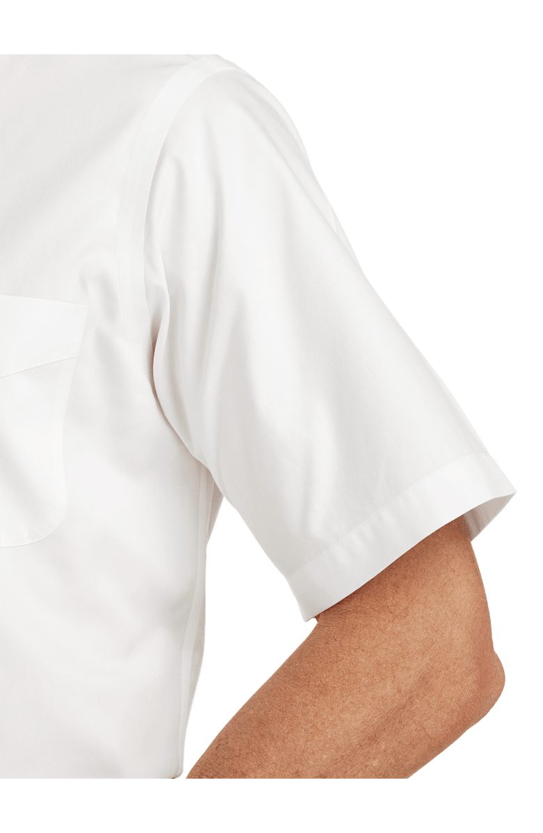 Paul Fredrick Non-iron Cotton Pinpoint Solid Point Collar Short Sleeve Dress Shirt, Alternate, color, White