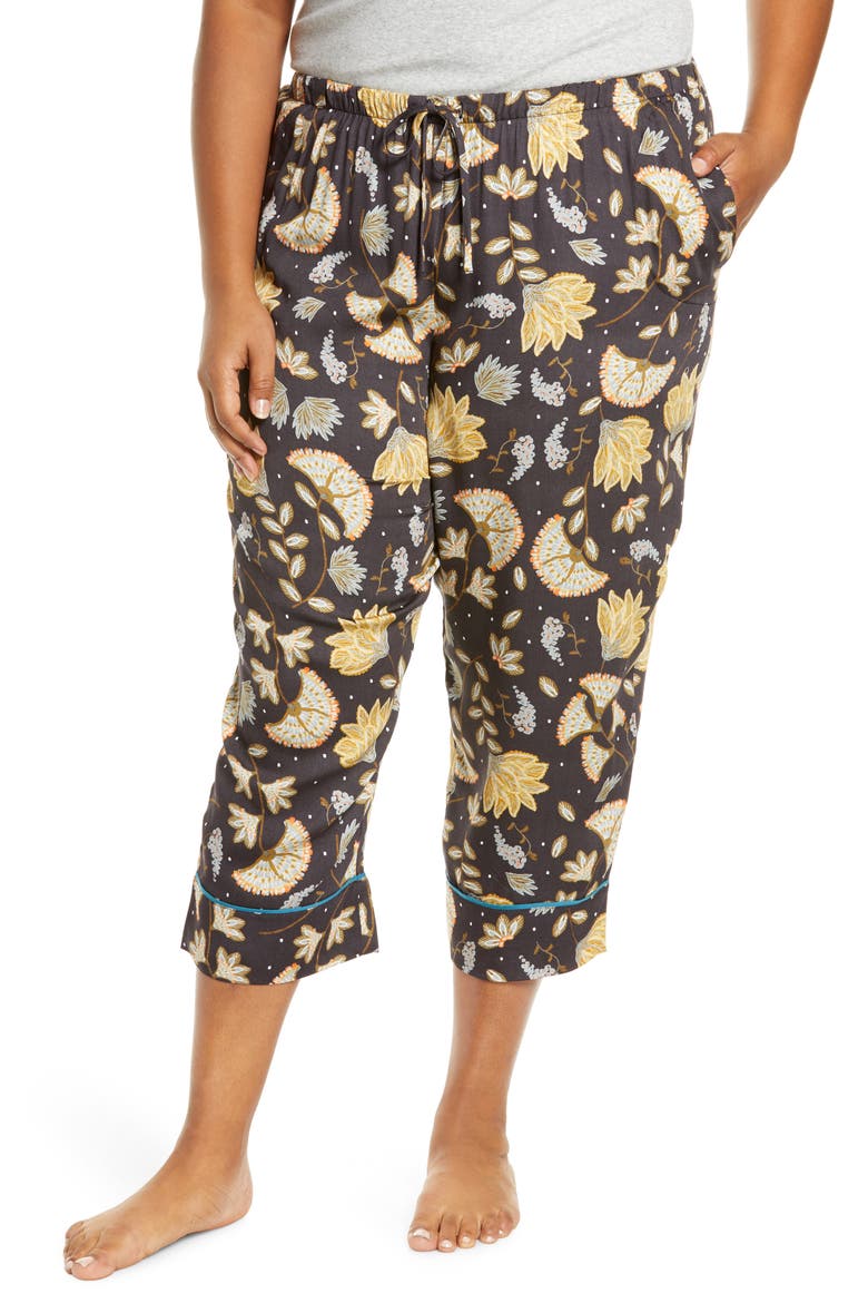 Print Crop Pajama Pants, Main, color, BLACK PAISLEY