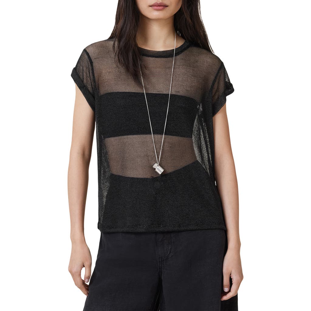 Allsaints Thea Sparkle Sheer Mesh Top