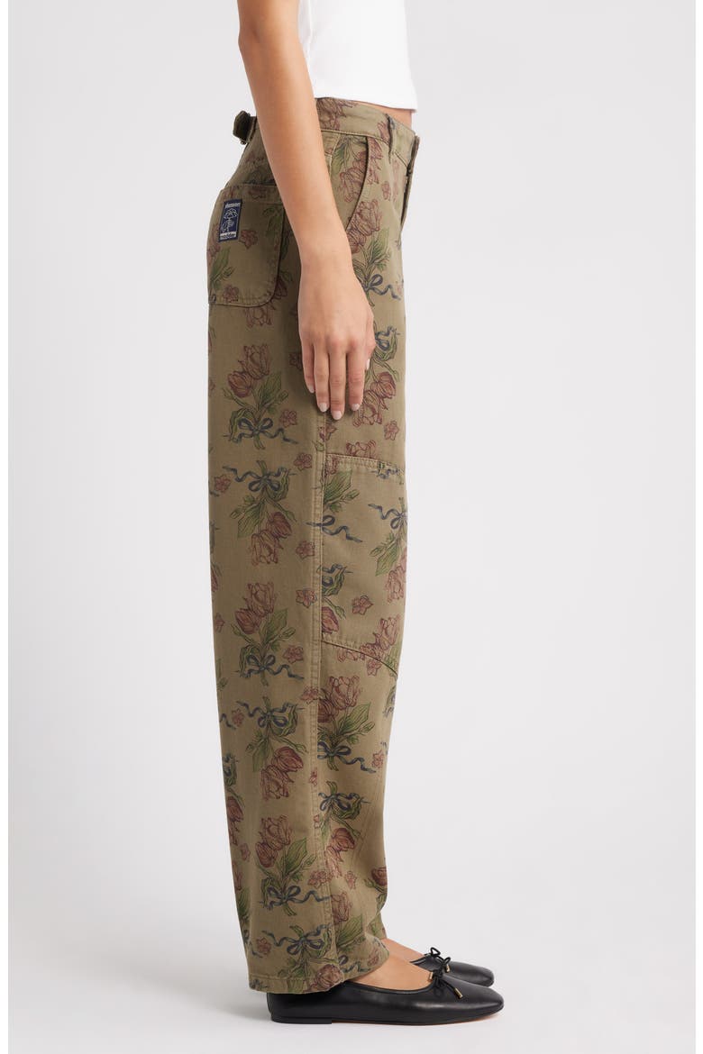 Drew Floral Print Relaxed Utility Jeans, Alternate, color, KHAKI