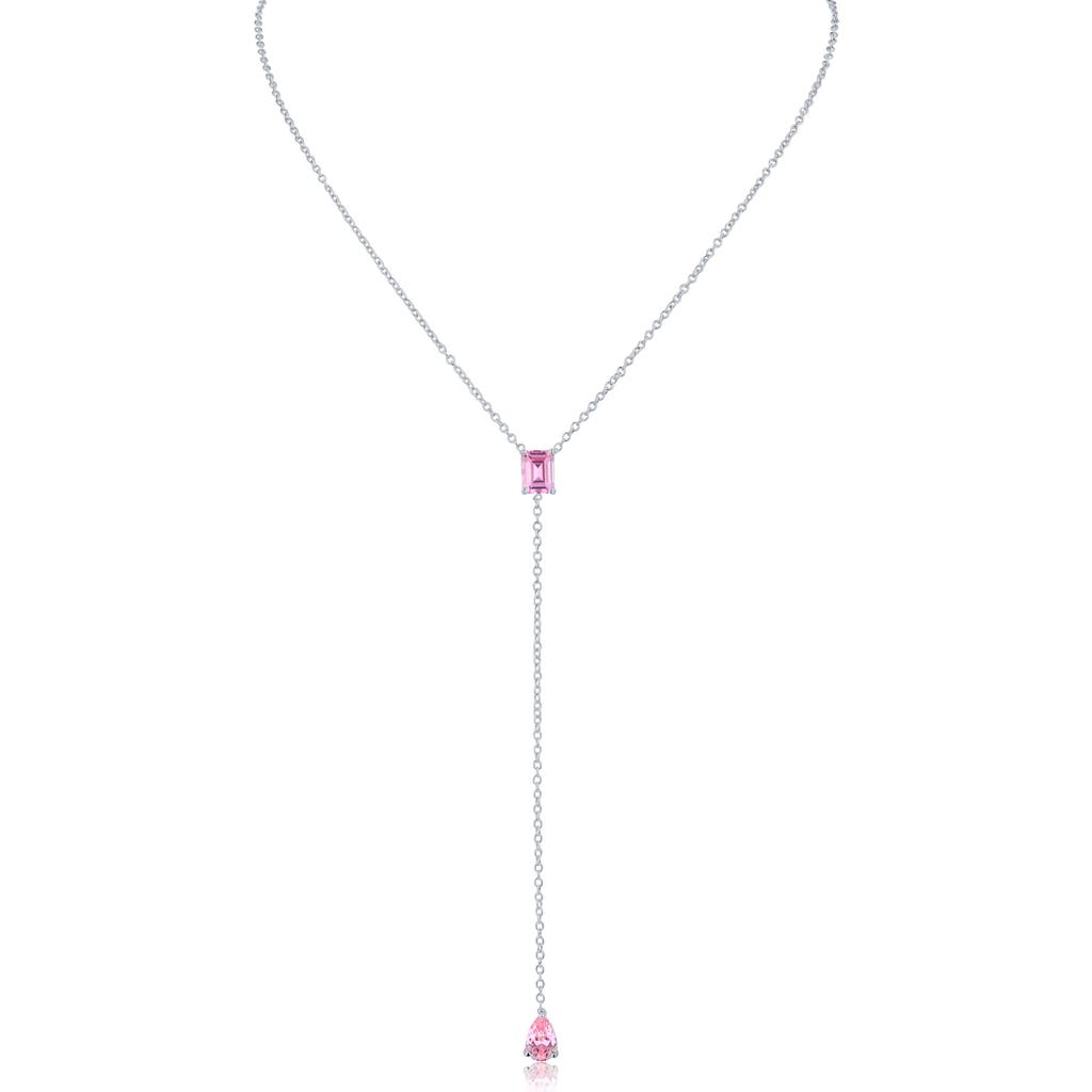Cz By Kenneth Jay Lane Cubic Zirconia Lariat Necklace In Metallic