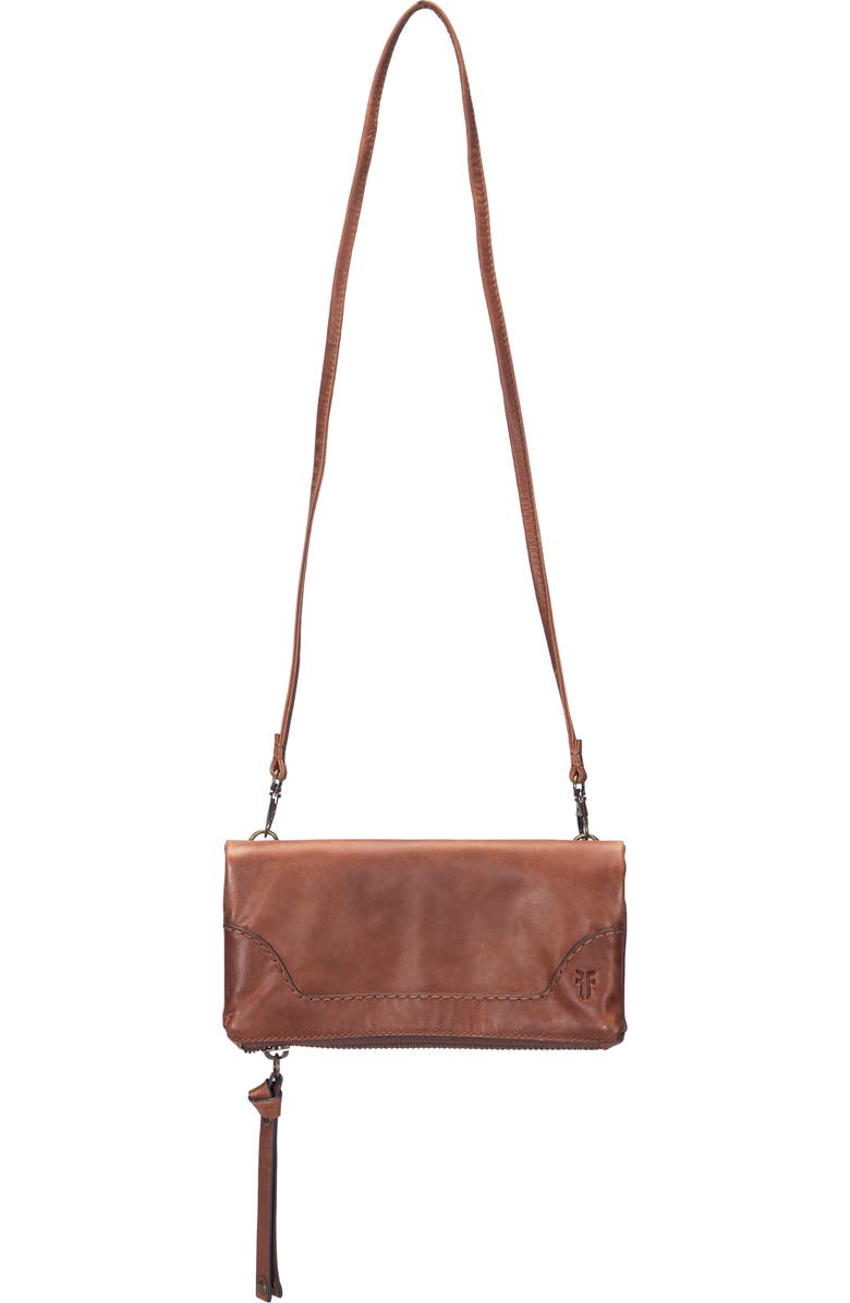 Frye Melissa Leather Crossbody Clutch, Main, color, Cognac