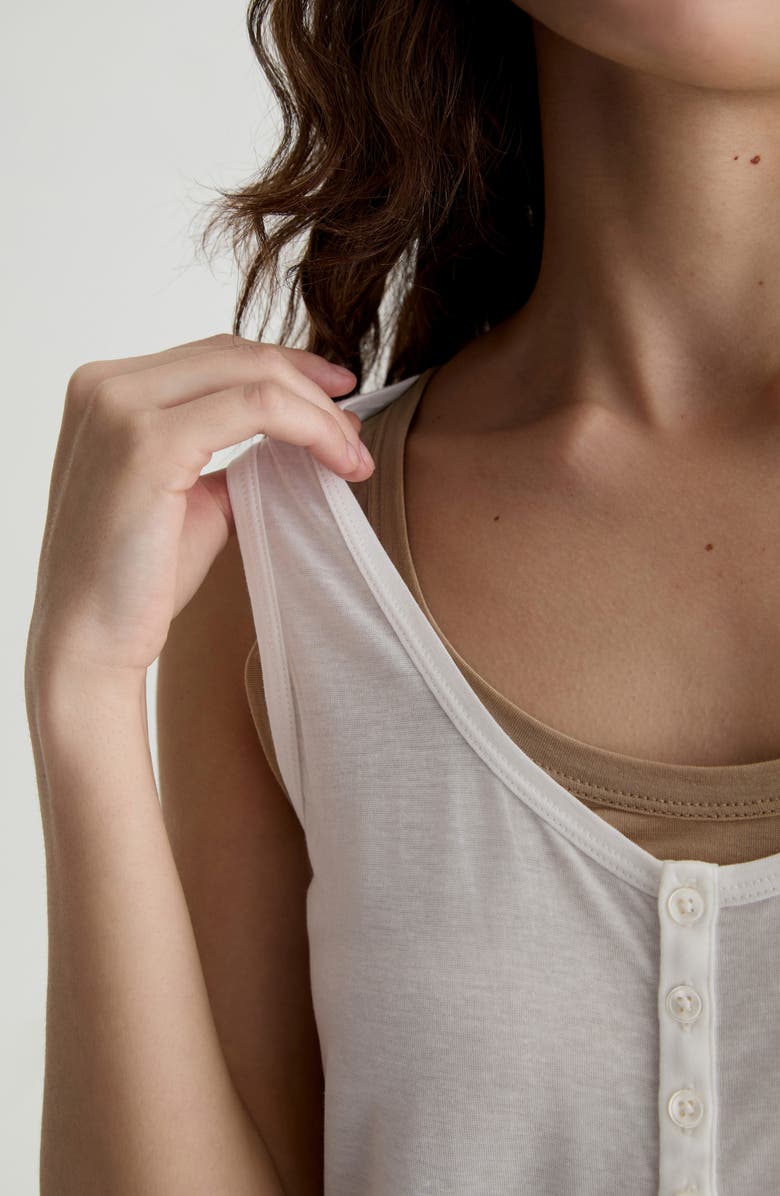 AG Alina Henley Tank, Alternate, color, Powder/Khaki Sand