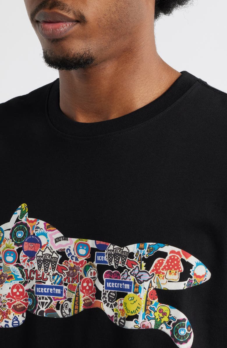 ICECREAM Stickers Graphic T-Shirt, Alternate, color, Black
