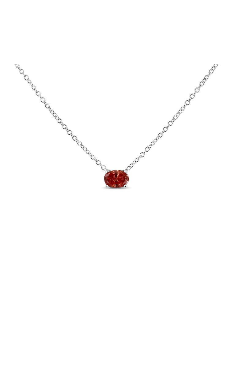 Haus of Brilliance 14K White Gold 3/8 Cttw Lab Grown Pink Oval Solitaire Diamond Pendant Necklace, Main, color, White