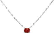 Haus of Brilliance 14K White Gold 3/8 Cttw Lab Grown Pink Oval Solitaire Diamond Pendant Necklace