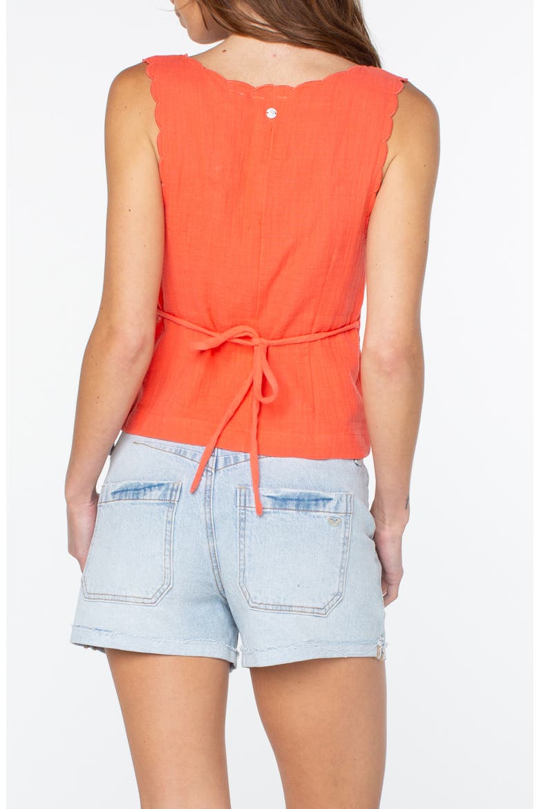 Sweet Talk Scallop Trim Cotton Tank, Alternate, color, HOT CORAL