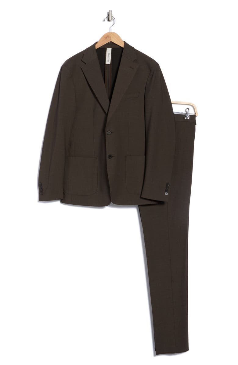 Calvin Klein Classic Fit Solid Suit, Alternate, color, Brown