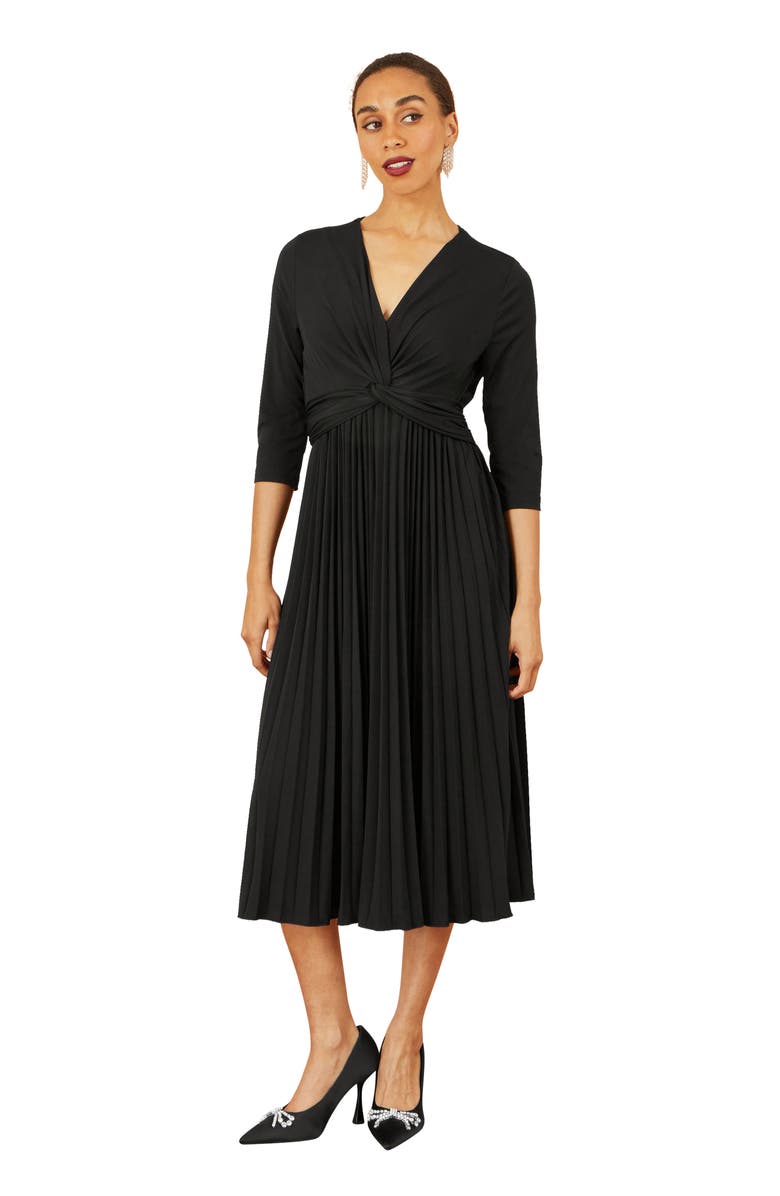 Yumi Jersey Knot Waist Midi Dress, Main, color, Black