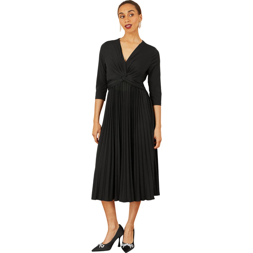 Yumi Jersey Knot Waist Midi Dress In Black