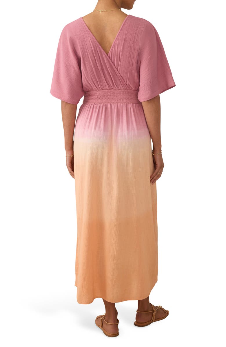 Faherty Mila Ombré Organic Cotton Gauze Maxi Dress, Alternate, color, Sunset Dip Dye