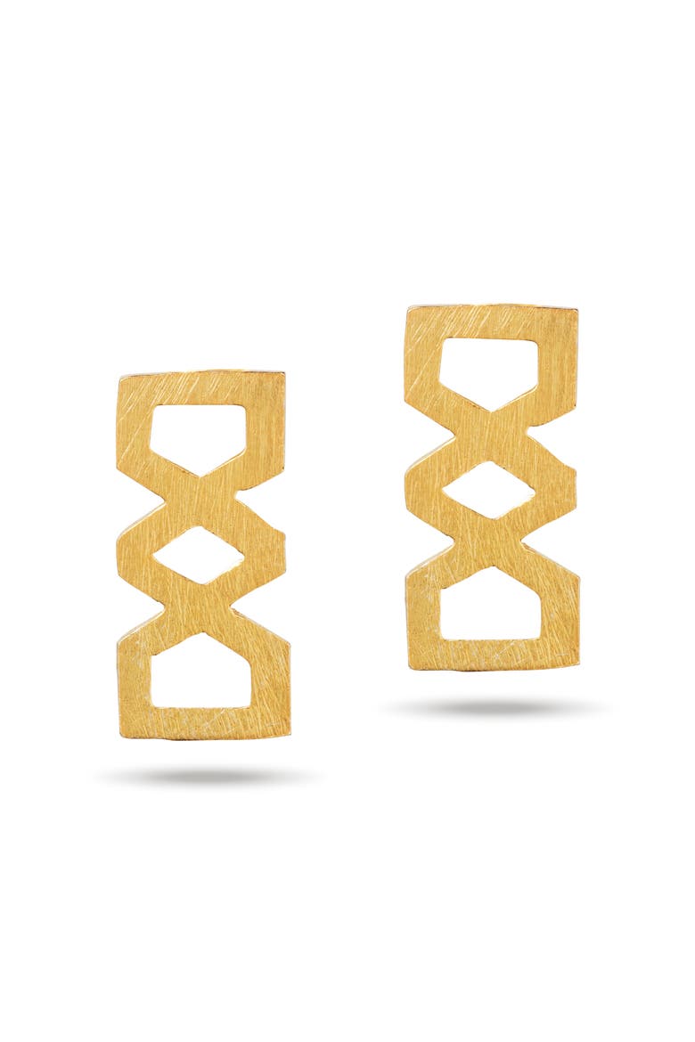 Girih Bar Earrings, Main, color, Gold