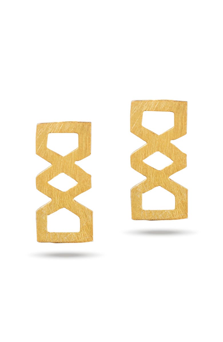 Turquoise Mountain Girih Bar Earrings, Main, color, Gold