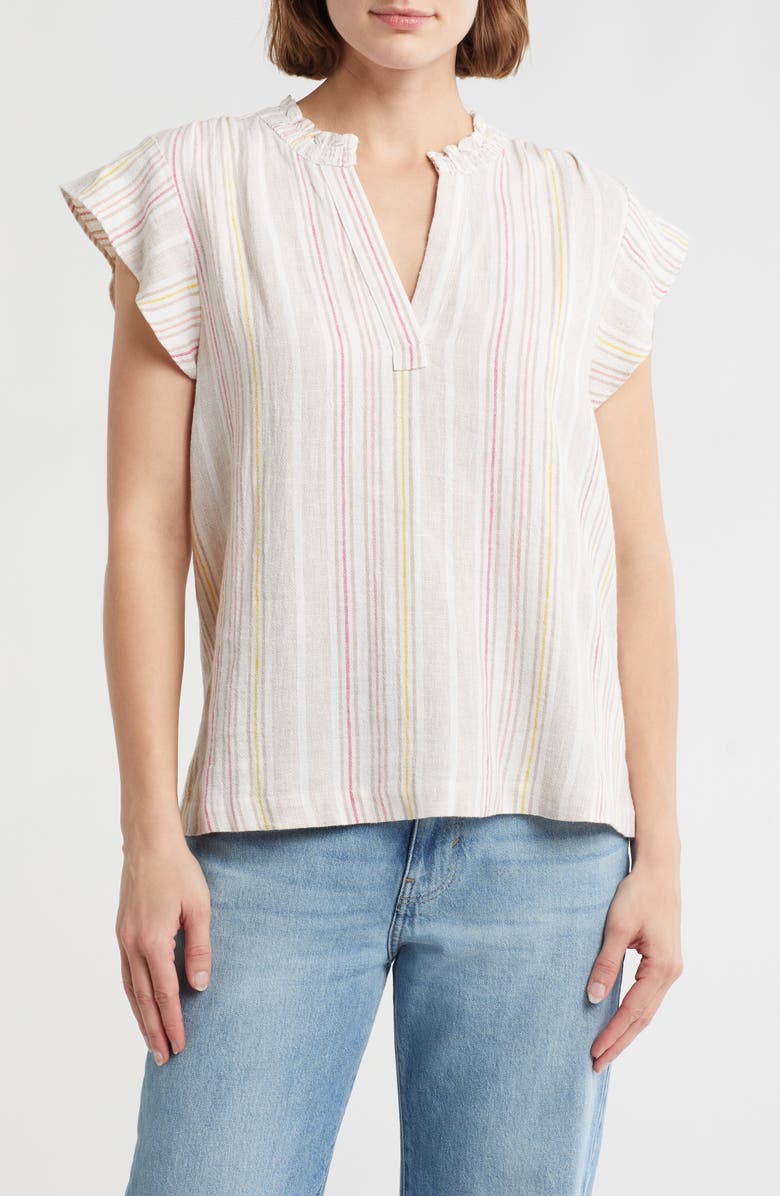 Sanctuary Split Neck Tunic Top, Main, color, Patio Stripe