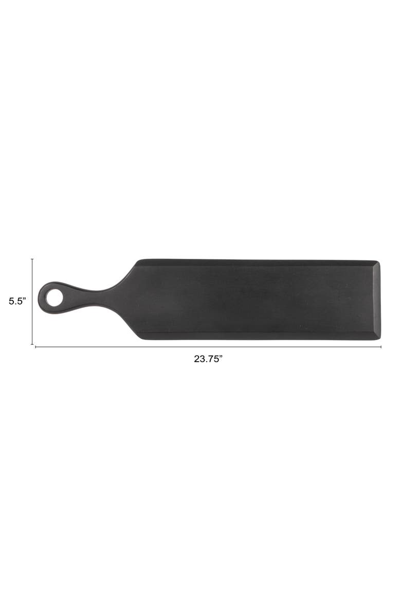 Acacia Wood Cheese and Cutting Board with Round Opening on Handle, Black, Alternate, color, Black