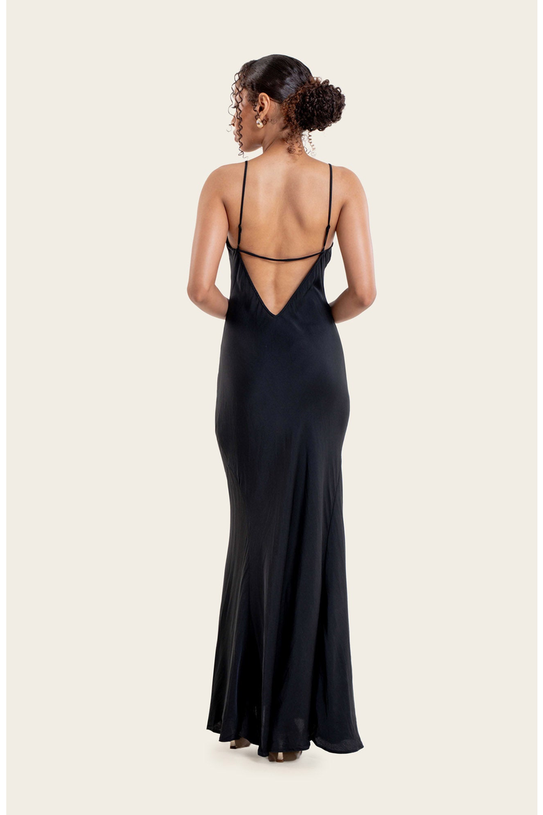 Monroe Silk Maxi Dress Set, Alternate, color, Black