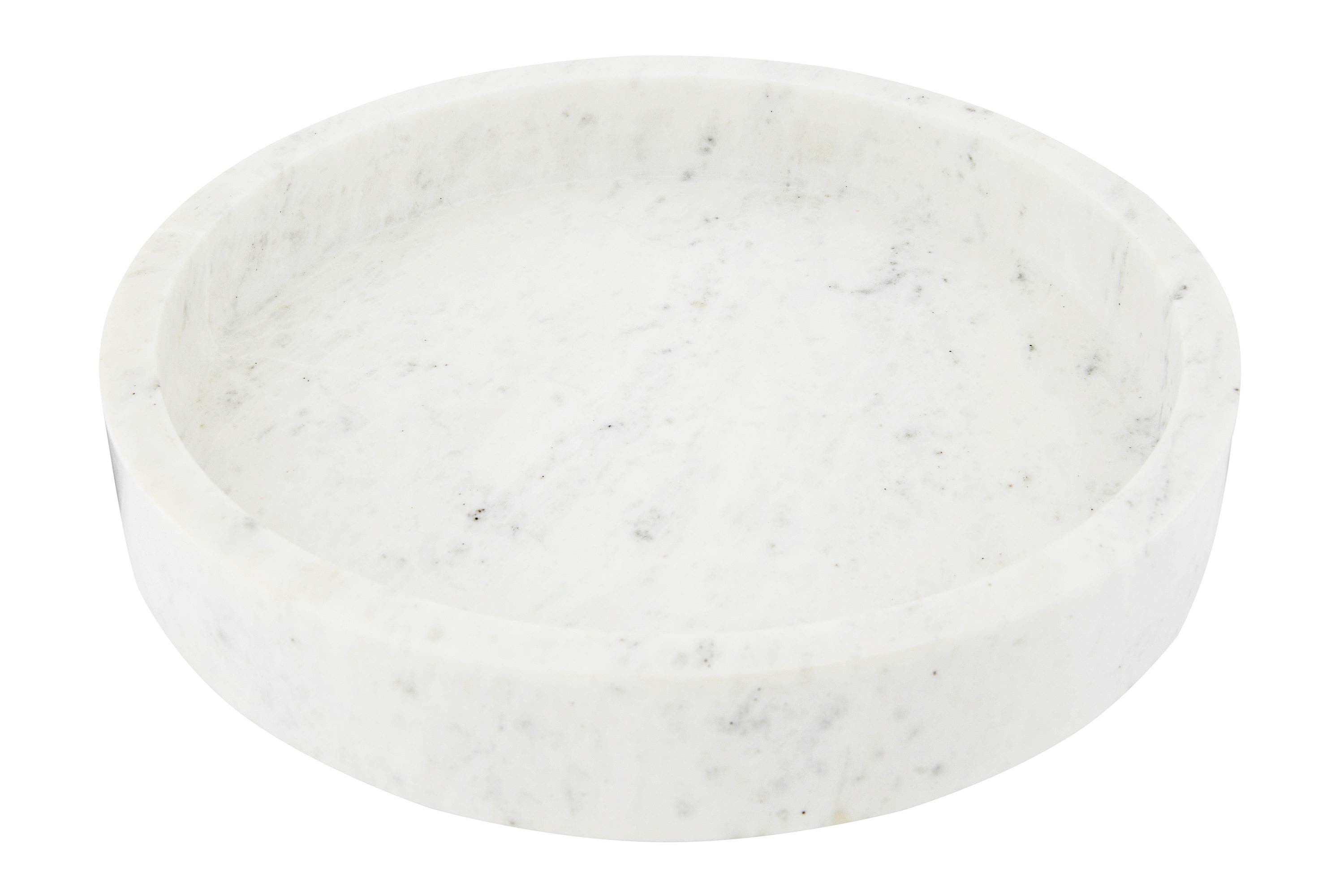 Storied Home Minimalist Round Carved Marble Tray Or Charcuterie Board, White