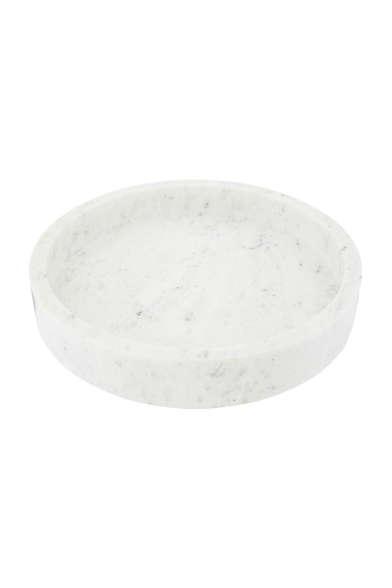 Minimalist Round Carved Marble Tray or Charcuterie Board, White, Main, color, White