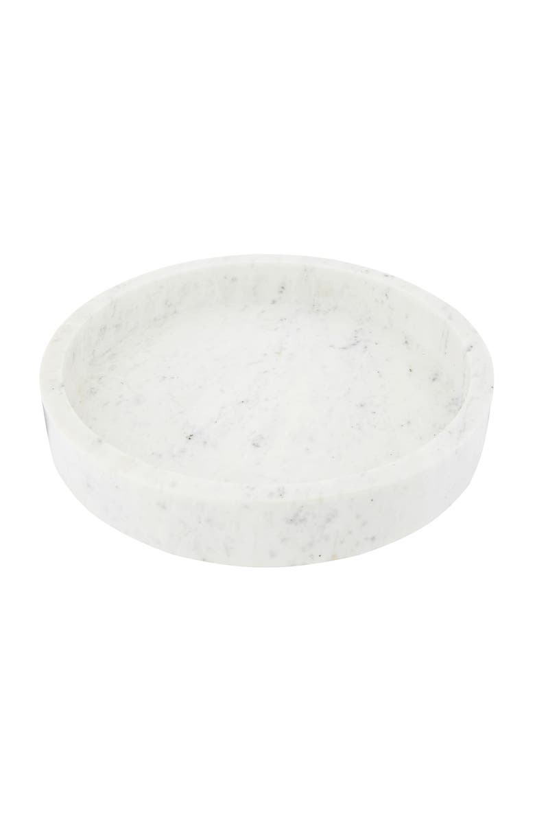 Storied Home Minimalist Round Carved Marble Tray or Charcuterie Board, White, Main, color, White