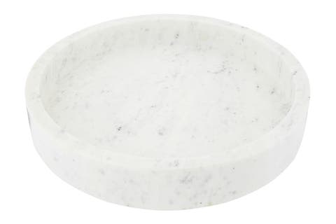 Minimalist Round Carved Marble Tray or Charcuterie Board, White