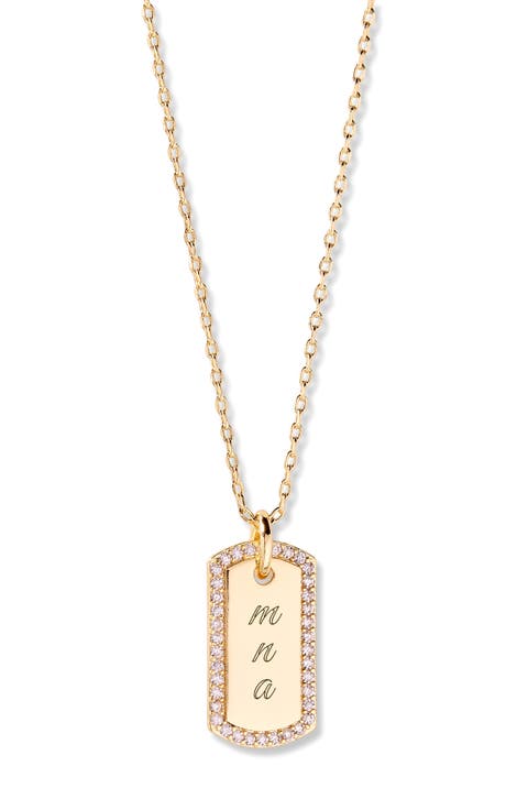 Lola Crystal Tag Pendant Necklace