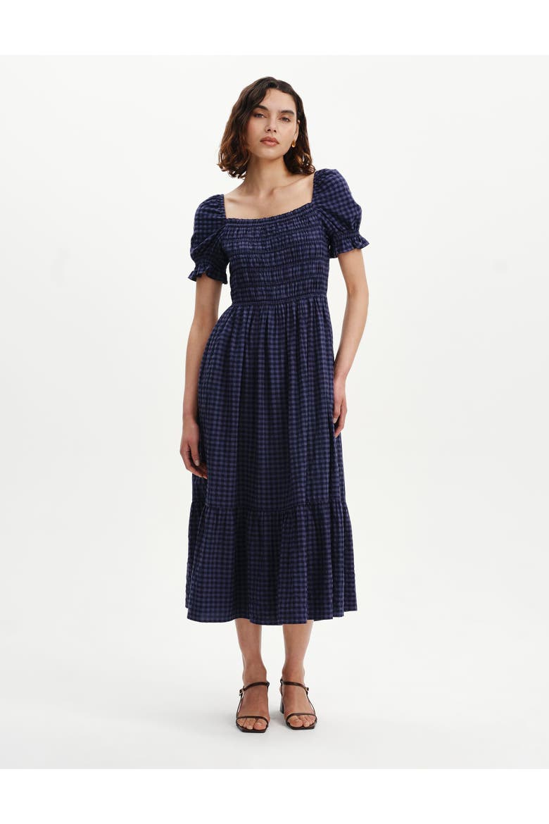 Petite Dawn Square Neck Midi Dress, Alternate, color, Navy