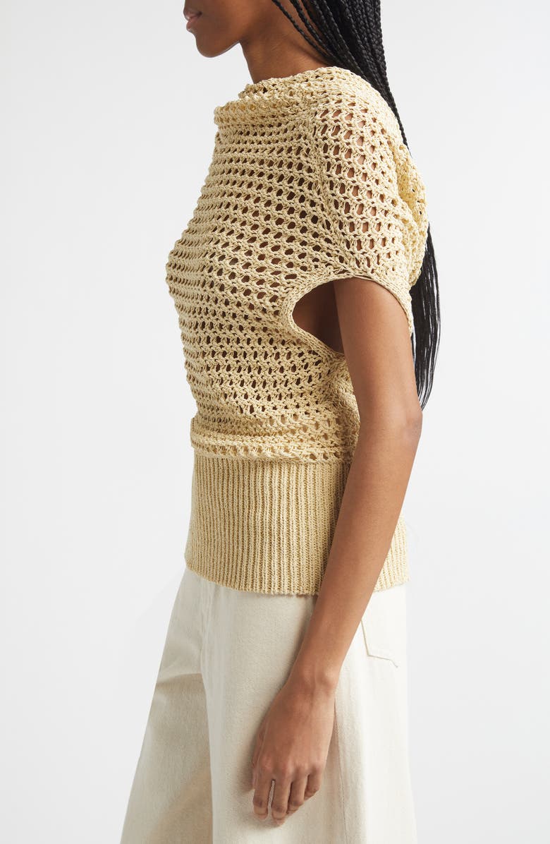 OSSOU Reid Organic Cotton Blend Crochet Sweater, Alternate, color, Butter