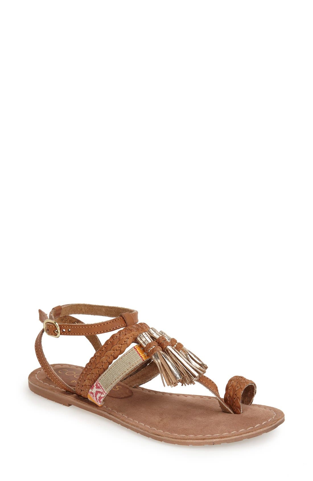 Coconuts by Matisse 'Chico' Tasseled Toe Loop Sandal, Main, color, TAN