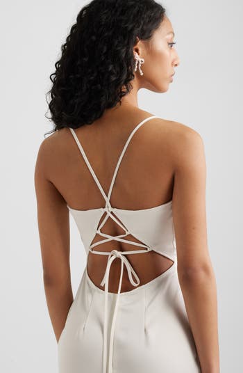 Tie Back Satin Gown