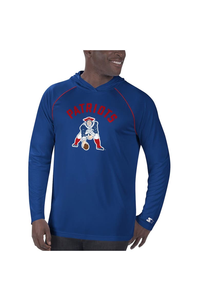Men's Starter Navy New England Patriots Vintage Logo Raglan Hoodie T-Shirt, Main, color, Navy